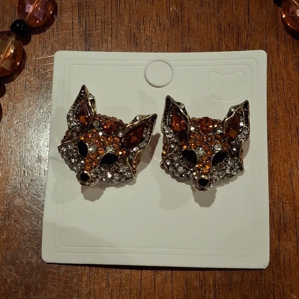 Bohemian Fox Rhinestone Crystal Statement Necklace & Earring Set